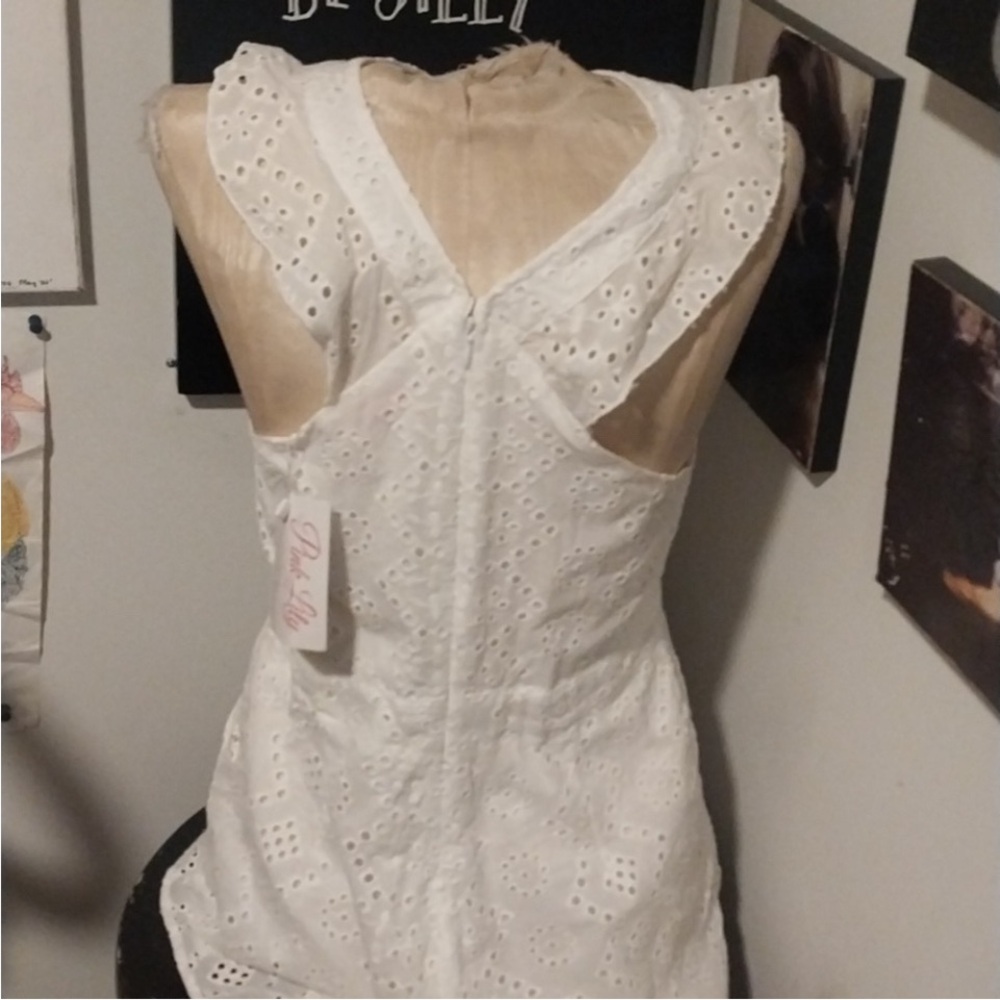 Pink Lily White Eyelet Cross-Back Romper - Picture 8 of 13
